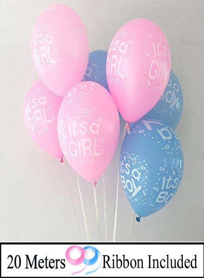 AMFIN® Pink & Blue Baby Shower Balloons with Curling Ribbon/Its A Boy and Its A Girl Combo for Welcome Baby Party Decoration (Pack of 30) - Image 2